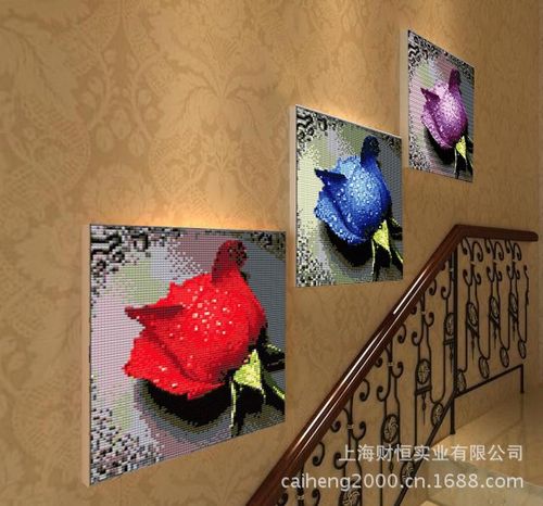 厂家直销diy5d钻石画贴圆钻花卉树脂钻滴水玫瑰布底最新十字绣